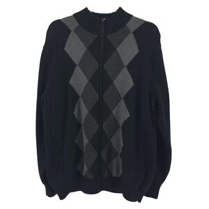 Bowen and‎ Wright Sweater Argyle Zip Preppy Grandpa Chunky Academia Mens L FLAW